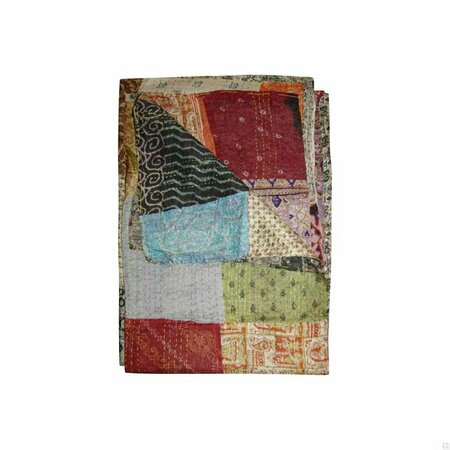 HOMEROOTS 0.1 x 60 x 90 in. Kantha Silk Throw Quilt Blanket 293217